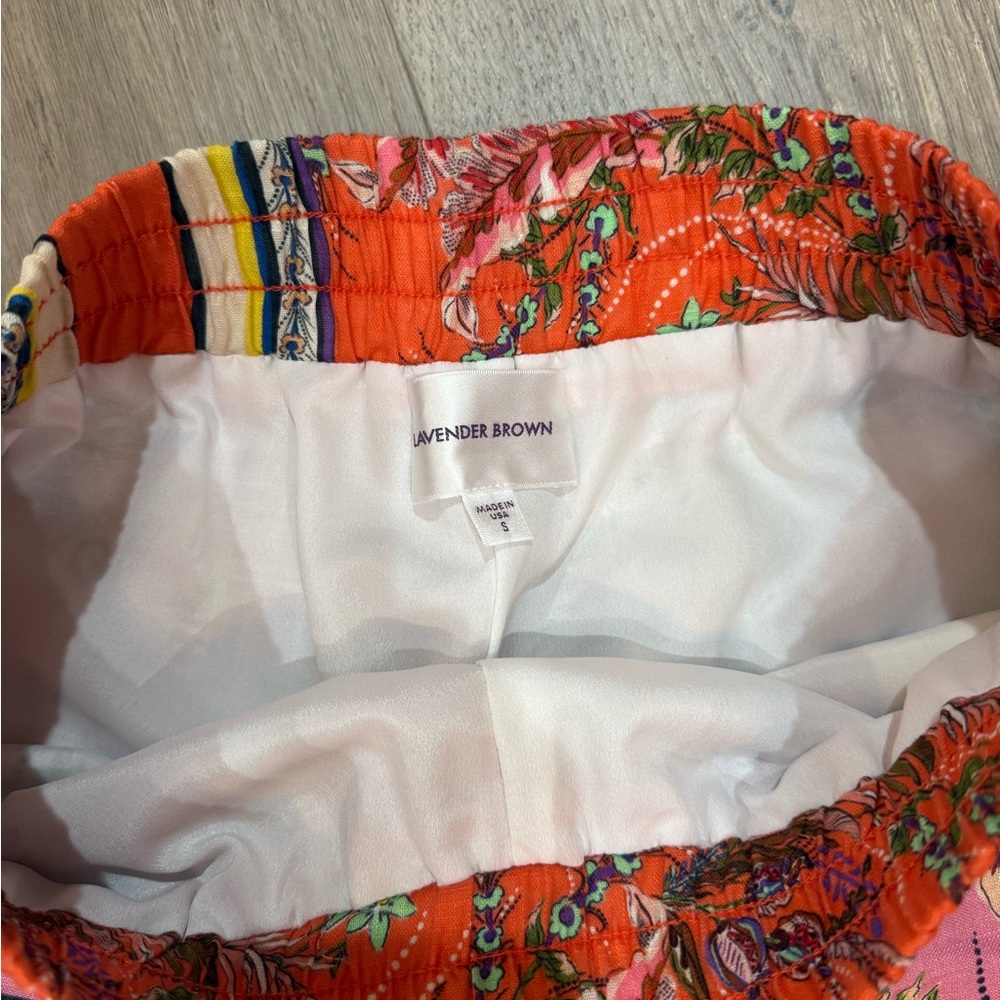 Lavender Brown Orange & Pink Floral Athletic Shorts - Picture 3 of 3